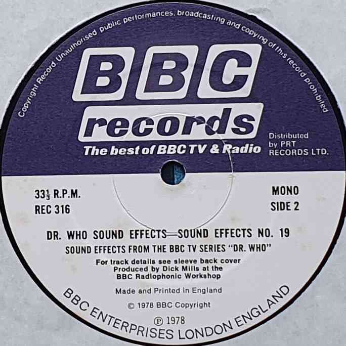 REC 316 Doctor Who sound effects BBC radiophonic workshop from the BBC records and Tapes library Label